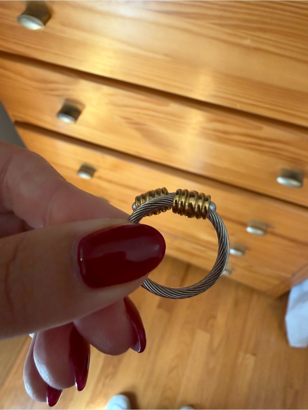 Two-Tone Cable Stackable Ring - Gold and Silver - Picture 3 of 3